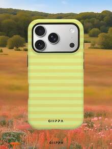 GIIPPA 1件奶油黃橫條紋圖案設計手機殼，適用於Phone 17 Pro Max，相容Phone 16 Pro Max、15 Pro Max、14 Pro Max，韓系高端時尚趣味手機殼，相容11/12/13/14/15/16 Pro Max Plus，優雅設計男女皆宜，聖誕節、情人節、復活節、婚禮季與生日送女友的完美禮物 - 乳黃色 - 查看 8