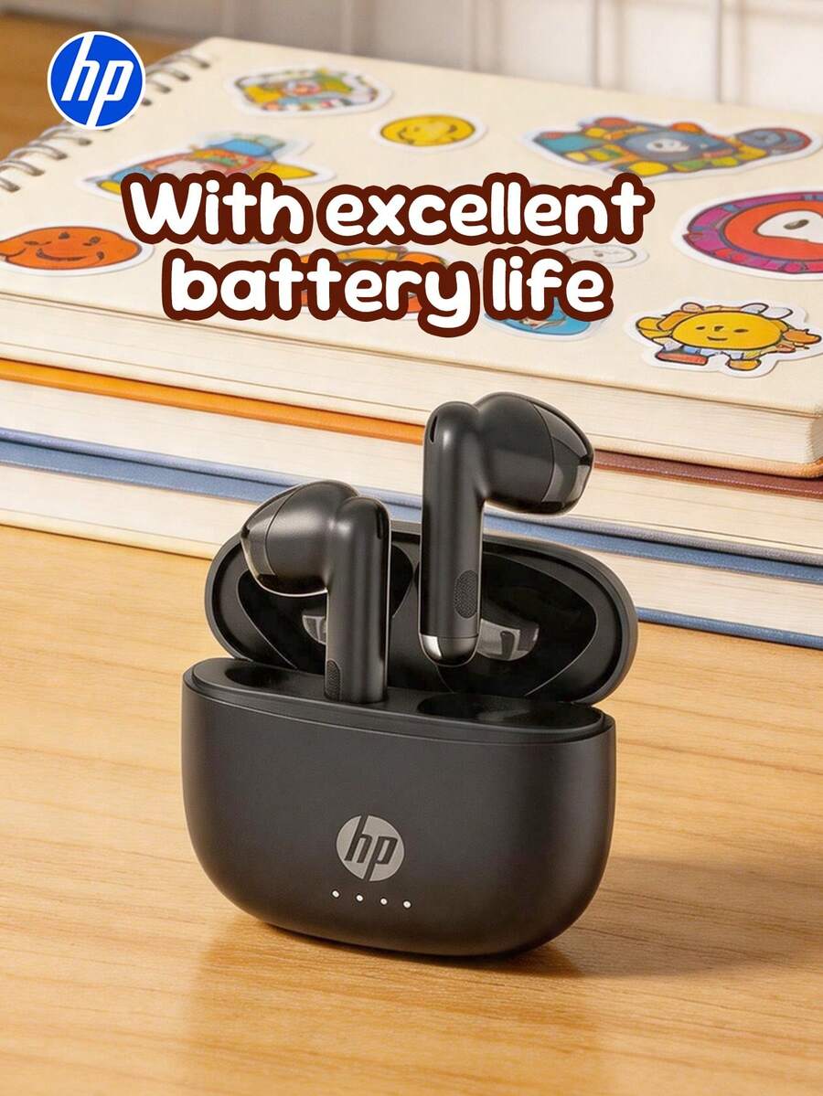 Auriculares inalámbricos HP H10J con estuche de carga, Bluetooth 5.4, IPX4 resistente al agua, 30 horas de reproducción, micrófono incorporado