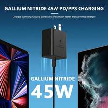 1 Set, Brand New 45W GaN Ultra Fast Charging Kit, US Standard Plug, Wall Charger, Compatible With IPhone 17/16/15/14/13/12 Series, Compatible With Samsung Series, Suitable For Mobile Phones/Tablets/Headphones And Other Devices, Suitable For Travel/Dormitory/Home Multi Scenario Use - US A Type Plug(110-127V) - View 2