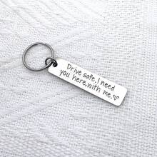 1pc Drive I Need You Here With Me Keychain Husband Boyfriend New Driver Valentine's Day Car Accessories - Silver - View 5