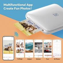 HPRT MT53 Pocket High-Definition Photo Printer - Instant Wireless Printing - ZINK Technology, Vibrant Color Reproduction, Portable Travel Design - White - View 5