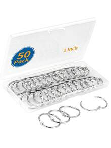 50pcs Loose Leaf Binder Office Book Rings 1-Inch, Nickel Plated Metal O Rings Keychain Key Ring, Silver Photo Album Flash Cards Index Cards Notebook Ring For Index Cards And School Documents Organization, Sliver,Card Holder - Silver - View 7