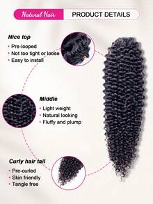ISEE Kinky Curly Crochet Human Hair, Suitable For Natural Bohemian Style Braids, With Knots, Pre-Bundled, Time-Saving And Convenient, 16-24 Inches, Suitable For Beginners - SNatural - View 5