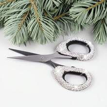 Elegant Bling Rhinestone Decor Pointed Scissors, Lightweight Small Shears, Fashion Crystal Accessory, Exquisite Scissors For Sewing, Fine Sharp Tip Design For Delicate Detail Cutting Of Eyelashes Thread Fabric Paper - White - View 8