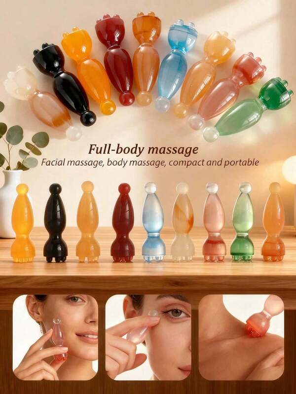 1pc Facial Beauty Massage Roller, Made Of ABS Resin With Smooth Ball, Suitable For Women's Facial Care Including Eye Area, Nose Bridge And Other Areas, Helps Relax Muscles. Guasha Facial Face Care Tools Natural Facial Gua Sha Massage Board Skin Care Tool