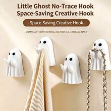 Cute Ghost Shaped Wall Hook No-Drill Adhesive Waterproof Coat Rack For Kitchen Bathroom Bedroom Entryway Space-Saving Storage Organizer Holder Hanger - View 9