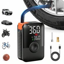Carsun Cordless Air Pump For Motorcycle Tire Inflator With Rechargeable Battery Portable Air Compressor 22mm Cylinder Digital Display Pump For Bike, Fast Charging, Air Compressor For Motorcycle Bicycles Basketball, Football, - Wireless Digital Display - View 1
