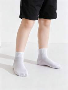 12/6/1 Pair Kids White And White Sports Socks, Minimalist Versatile Thin Short Socks, Spring/Autumn/All Season Sports Socks For S, First Day Of School - Multicolor - View 15