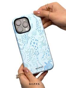 GIIPPA 1pc Light Blue Base With Light Blue Ocean Element Pattern Design, Phone 17 Pro Max Phone Case, Compatible With Phone 16 Pro Max, 15 Pro Max, 14 Pro Max, Korean-Style High-End Fashionable And Fun Phone Case, Compatible With 11/12/13/14/15/16 Pro Max Plus, Elegant Design Suitable For Men And Women, Perfect Gift For Girlfriend On Christmas, Valentine's Day, Easter, Wedding Season And Birthday! - Light Blue - View 4