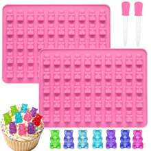 2pcs Soft Gummy Bear Silicone Molds, Non-Stick Chocolate Candy Molds, Includes 2 Droppers (Pink) - Multicolor - View 8