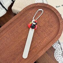 1pc Cute Black Cat Nail File With Beaded Keychain, Portable Nail Buffer Strip, Mini Manicure Nail Polishing Tool, Suitable For Travel And Daily Nail Care - Multicolor - View 13