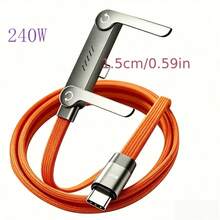 2PCS/240W Fast Charging Cable With Foldable Phone Stand, 360° Bendable Nylon Braided Type-C Interface Cable, Compatible With IPhone 17/16/15 Pro, S26/S25/S24, Pro And Other Devices - USB-c to USB-c - View 4