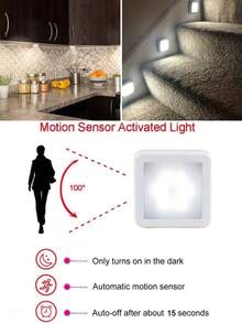 Lampu Malam Sensor Gerak Persegi, Lampu Dinding LED, Saklar Sensor Otomatis, Bertenaga Baterai (Tanpa Baterai), Cocok Untuk Koridor, Lorong, Tangga, Samping Tempat Tidur, Kamar Mandi, Dll., Lampu Malam, Lampu Sensor Lemari Pakaian. - MultiWarna - View 10