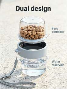 2-In-1 Pet Travel Water & Food Container, Portable Dog Feeding Cup, Transparent Dual Compartment Pet Bowl, Detachable Design With Carrying Strap, Suitable For Outdoor Walking, Camping, Picnic, Travel - Multicolor - View 6