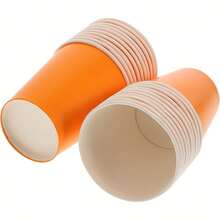 100/60/40/30/20/10pcs 8oz Orange Paper Cups, Disposable Cups, Tea Cups, Beverage Cups, Milk Cups, Coffee Cups, Suitable For Cold/Hot Drinks, Office, Travel, Birthday Party, Wedding, Autumn Party, Thanksgiving, Halloween, Holiday Celebration, Birthday Decoration, Home Decor, Pool Party, Christmas, Home Kitchen - Orange - View 4