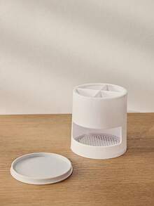 1pc Multifunction Round Multi-Grid Toothbrush Storage Box, Toothpaste Storage Rack For Bathroom Home Bathroom Decor Fall Decor Back To School - Multicolor - View 2