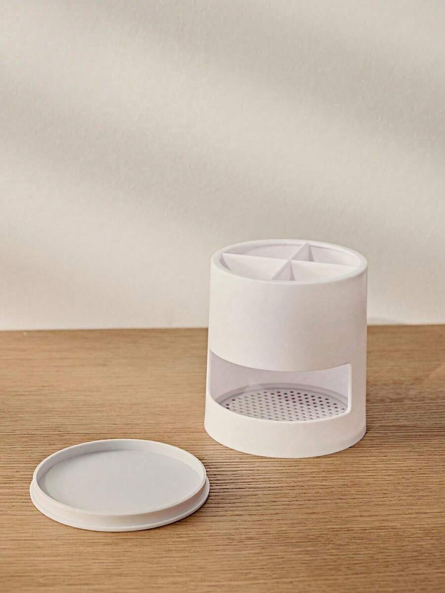 1pc Multifunction Round Multi-Grid Toothbrush Storage Box, Toothpaste Storage Rack For Bathroom Home Bathroom Decor Fall Decor Back To School