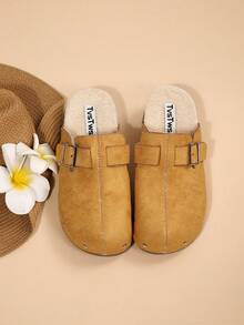 Comfortable Warm Commuter Mule Slippers With Closed Toe, Easy Slip-On Indoor House Shoes - Yellow - View 6