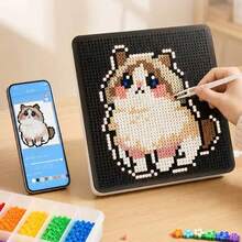 智慧APP控制LED燈珠板燈，護眼像素拼圖板，自動對齊DIY手工套件，適用於書桌、臥室、客廳家居裝飾，適合成人與青少年的生日節日DIY愛好者禮物 - 粉色 - 查看 7