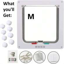Pet Door Locking Small Medium Large Dog Cat Flap Magnetic White Frame 4 Way - OC0000002524324 - View 6