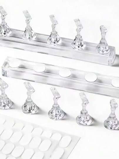 2-Piece Set (10pcs Total) - Nail Tray, Nail Art Stand Set (Base Only), Press-On Nail Art Stand, Nail Practice Hand Tray, Pre-Coated Nail Art Stand, Nail Art Display Rack, Home Nail Salon Beginner Set (Silver)/Random Style/National Day Makeup Collection Pack | Mirror, Comb, Hair Accessories Included, Lipstick, Nail Polish, Concealer, Mascara, Full Set Of Makeup Tablets, Easily Create Exquisite Nail Looks