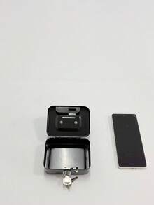 1 pieza Caja de caudales compacta de metal con cerradura con contraseña, caja de con bandeja para monedas, superficie brillante negra, adecuada para minoristas, uso personal, oficina en casa y almacenamiento - Ver 15