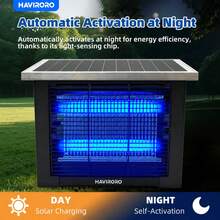 HAVIRORO Powerful Large Solar Bug Zapper Outdoor For 2000Sq.Ft, Poartable Rechargeable Mosquito Zapper With High Powered, Cordless Solar Fly Zapper For Patio Garden Backyard RV Camping Pond Pest Control - Black - View 5
