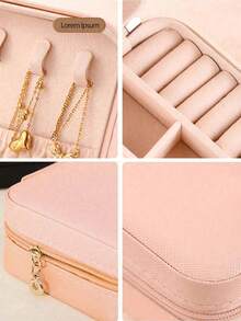 1pc Mini Jewelry Storage Box, Display Box, Travel Zipper Box, Simple Portable Home Decor Gift For Women, Suitable For Organizing Earrings, Necklaces, Rings And Other Jewelry, Compact And Portable, Ideal Gift For Valentine's Day, Christmas, Halloween And New Year - Jewelry Box - View 6