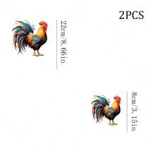 1‑3PCS Water-Washed Heat Transfer Print, Colorful Rooster With Bright Red Comb, Golden Neck Feathers, Tail Feathers In Blue, Purple, Green, Brown, Exquisite Realistic Style, Auspicious Meaning, Suitable For T-Shirt, Canvas Bag Heat Transfer - Multicolor - View 4