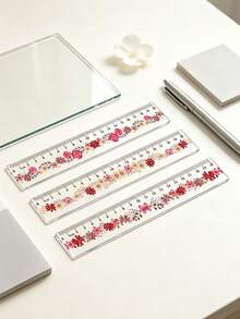 Fresh Colorful Floral Acrylic Ruler 20cm Transparent Precise Scale Long Ruler, Artistic Mori Style Flower & Leaf Design Student Stationery, Planner Drawing Homework Measurement Ruler, Smooth Easy To Use Durable, Daily Writing Drawing Learning Tool, High Aesthetic Minimalist Pastoral Style Stationery, Elementary & Middle School Students Universal Drawing Ruler, Back To School Essential All-Match Stationery, Simple Versatile Office & Study Measurement Ruler - A - View 9