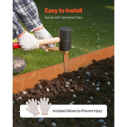 Steel Landscape Edging, 6 Packs 40x 8 In Weather-Resistant Pre-Rust Metal Landscape Edging, Bendable Garden Edging Border, Lawn Edging Flower Bed Yard Pathway Divider