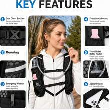 Running Backpack, Sports Backpack, Lightweight Adjustable Jogging Vest With Phone Pocket, Marathon Running Vest With Pockets, Unisex (Backpack Only) - Black - View 2
