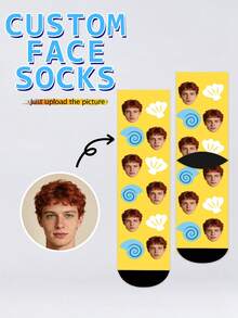 1 Pair Custom Face Print Socks,Seashell Conch Ocean Pattern Mid Calf Socks, Personalized Funny Photo Socks, Unisex Casual Summer Gift Socks - Multicolor - View 2