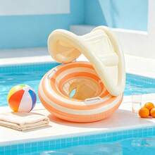 1PC Vintage Lollipop Pool Float, Pool Float With Canopy And Seat, Inflatable Swim Ring With Handles, Back To School - Multicolor - View 9