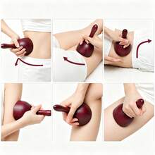 1pc Burgundy Wooden Swiss Cup Manual Massager, Wood Massage Handheld Body Relaxation Tool - View 4