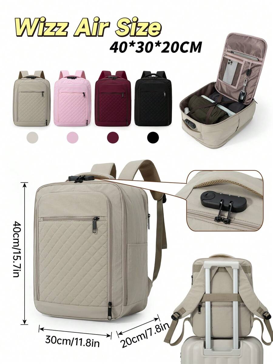 myco bags 2026新款轻便防盗旅行背包,符合航空登机行李标准,尺寸40*30*20厘米,带密码锁,单肩包,适合女性、学生、男性,大容量旅行包,笔记本电脑背包,尼龙背包,返校礼物 - 彩色 - 查看 1