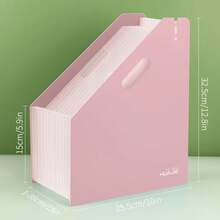 Carpeta de archivos tipo acordeón A4 para niños HUAJIE, bolsa para documentos de 13 compartimentos, material PP, gran capacidad, organizador de documentos para estudiantes y oficinas. - Azul - Ver 7