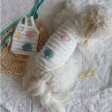 Camiseta de tirantes finos con diseño calado de verano, bordado de concha, transpirable, ropa para mascotas Teddy Bichon perro gato para perros pequeños y extra pequeños - Blanco - Ver 7