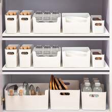 1 Peça Caixa de Armazenamento de Mesa, Organizador de Dormitório de Estudante, Cesta de Armazenamento Doméstico, Organizador de Cosméticos, Caixa de Armazenamento de Lanches - Branco - Visão 4