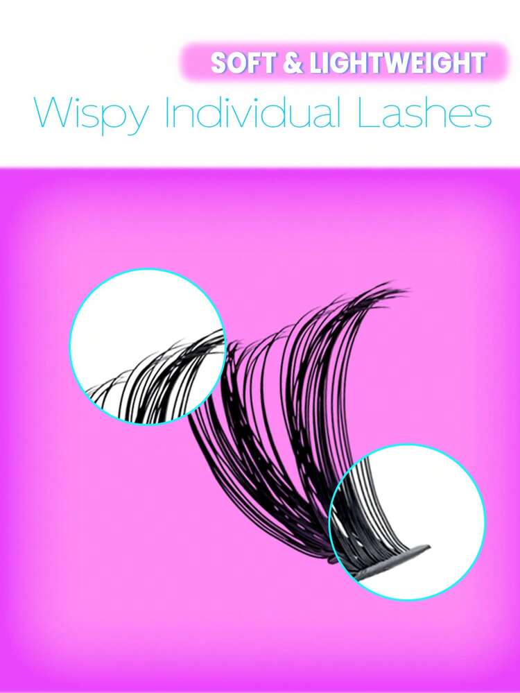 New 800pcs Large Capacity Mixed DIY False Eyelash Set, Single Lash Cluster Kit, D Curl, 9mm-16mm Mixed Lash Clusters, Accessories Include Lash Glue And Sealer, Remover, Tweezers Set, Suitable For Home Use, Made Of Fluffy Soft Single Lash Clusters, Creates Natural "Butterfly" Effect - Purple - View 4
