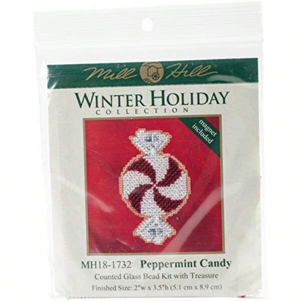 Peppermint Candy Beaded Counted Cross Stitch Christmas Ornament Kit 2017 Winter Holiday MH181732