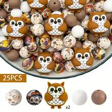 7/25/34PCS 3D Animal Silicone Bead Set White Rabbit Monkey Koala Deer Cow Otter Shaped Beads With 15mm Round Beads Adult DIY Accessories Suitable For DIY Beaded Pens, Earrings, Etc. Suitable As Holiday Birthday Gifts Beads & Bead Assortments - 3D Animal Set 6 - View 16