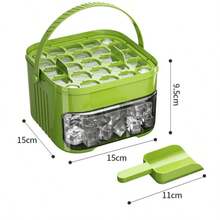 Press-Type Ice Cube Tray, Home Refrigerator Square Ice Cube Maker Box With Ice Scoop, Portable DIY Ice Cube Mold, New Non-Contact Ice Cube Mold - Multicolor - View 4
