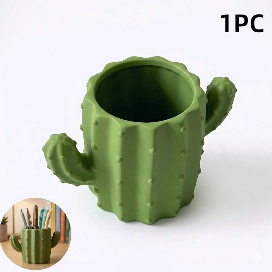 1pc Creative Fashion Cute Cactus Pen Holder Pen Box, Suitable For Students And Office, Can Also Be Used As Storage Box And Organizer - Pen Holder - View 1