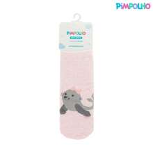 Meia Pimpolho Bebe Antiderrapente Menina Infantil Pimpolho  Meias Estampada, Tamanho 21-25, Algodão e Elastano, Tamanho 1 a 3 anos, 2D - Rosa chiclete - Visão 4