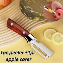 Ergonomic Wooden Handle Stainless Steel Peeler 3-In-1 Fruit & Potato Peeler Bottle Opener Kitchen Peeling Cooking Tool - Apricot - View 17
