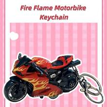 AD Alloy Flame Motorcycle Keychain, Spring-Back Inertia Motorcycle Model Pendant, Boys Realistic Motorcycle Toy Key Chain - Flame Motorcycle - View 2