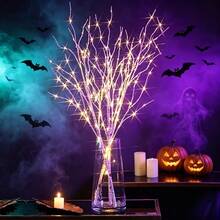 2/4pcs Artificial White Birch Branches - Suitable For Christmas, Halloween, Easter, Thanksgiving, Valentine's Day - Multi-Functional Plastic Faux Branches, Suitable For Various Room Decor, Holidays And Gathering Celebrations - AA Battery Powered (Batteries Not Included), All Season Decoration, No Container - Birch Branch - View 9
