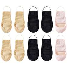chuanwa（2） 1/5/10 Pairs Summer Ultra Thin Suspender Invisible Boat Socks For Women Solid Color Half Sole Socks Breathable Non-Slip Soft & Fashionable - Multicolor - View 17