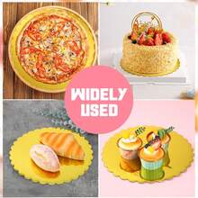8Pcs Gold Scalloped Edge Round Cake Boards, Thick Sturdy Cake Base Cardboard Circles, Waterproof Oilproof Cake Tray Stand For Birthday Wedding Party Anniversary Baking Dessert Display - Gold - View 10